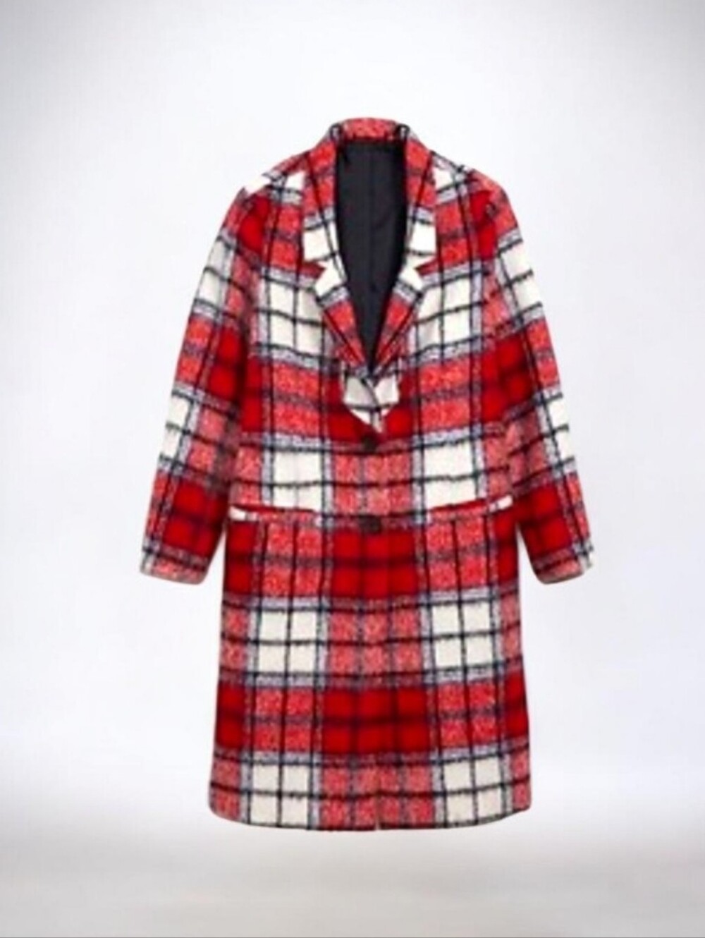 Red Plaid Women's Coat - Classic Long Jacket